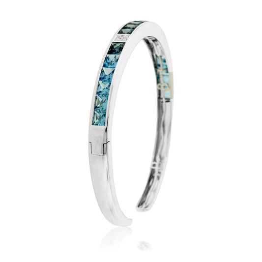 Swiss to London Blue Topaz Gradient Bangle Bracelet - Park City Jewelers