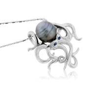 Tahitian Pearl Octopus with Sapphire Eyes Pendant - Park City Jewelers