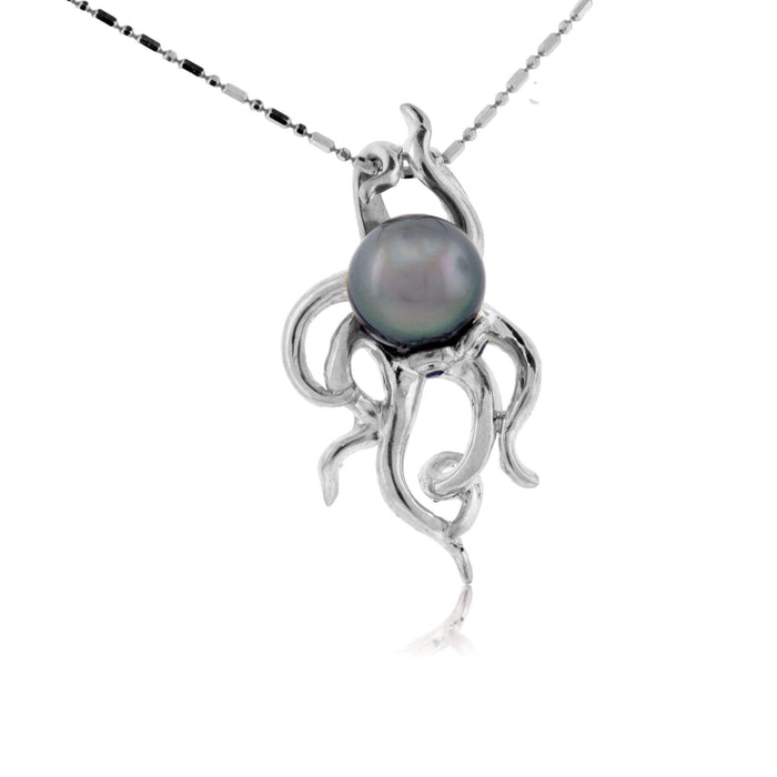 Tahitian Pearl Octopus with Sapphire Eyes Pendant - Park City Jewelers