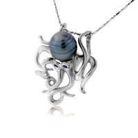 Tahitian Pearl Octopus with Sapphire Eyes Pendant - Park City Jewelers