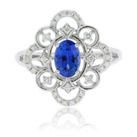 Tanzanite and Diamond Intricately Detailed Ring - Park City Jewelers