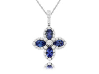 Tanzanite Chandelier Pendant with Diamond Halos - Park City Jewelers