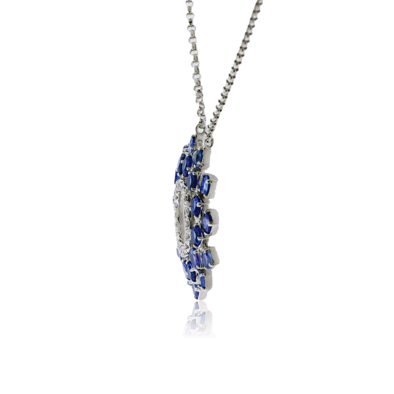 Tanzanite & Diamond Round Sunburst Style Pendant w/Chain - Park City Jewelers