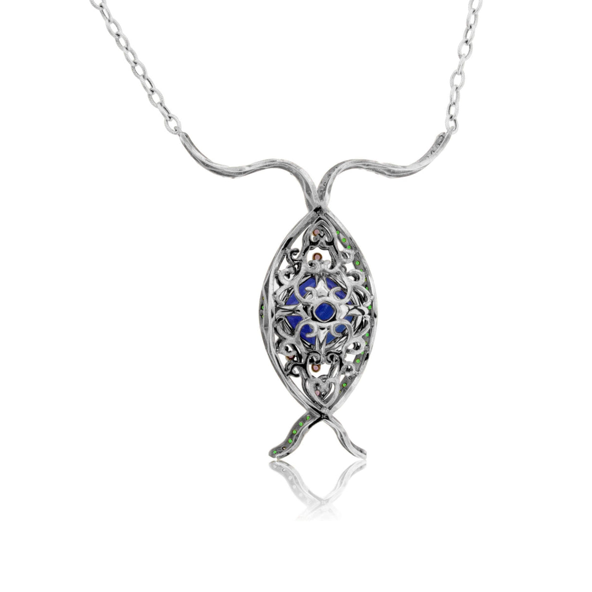 Tanzanite, Tsvaroite & Rhodolite Garnet Custom Pendant w/Chain - Park City Jewelers
