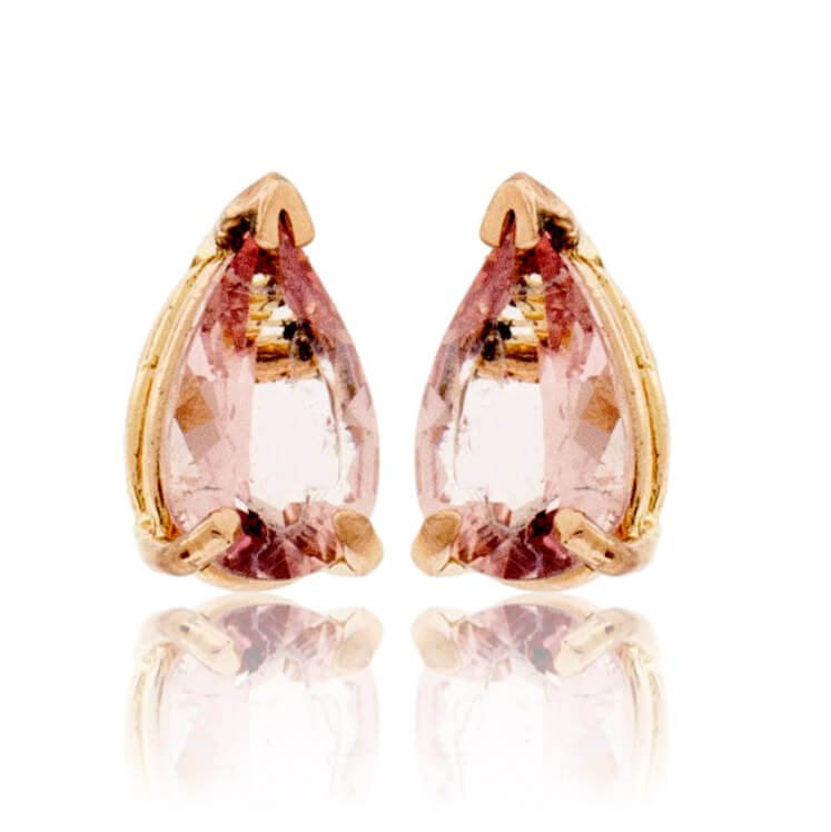 Tear Drop Pear Pink Morganite Stud Earrings - Park City Jewelers
