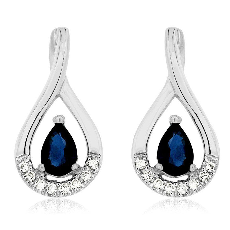 Teardrop Sapphire and Diamond Earrings - Park City Jewelers