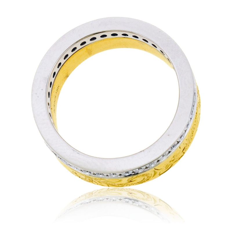 Textured Yellow Gold & Round Diamond Ring - Park City Jewelers