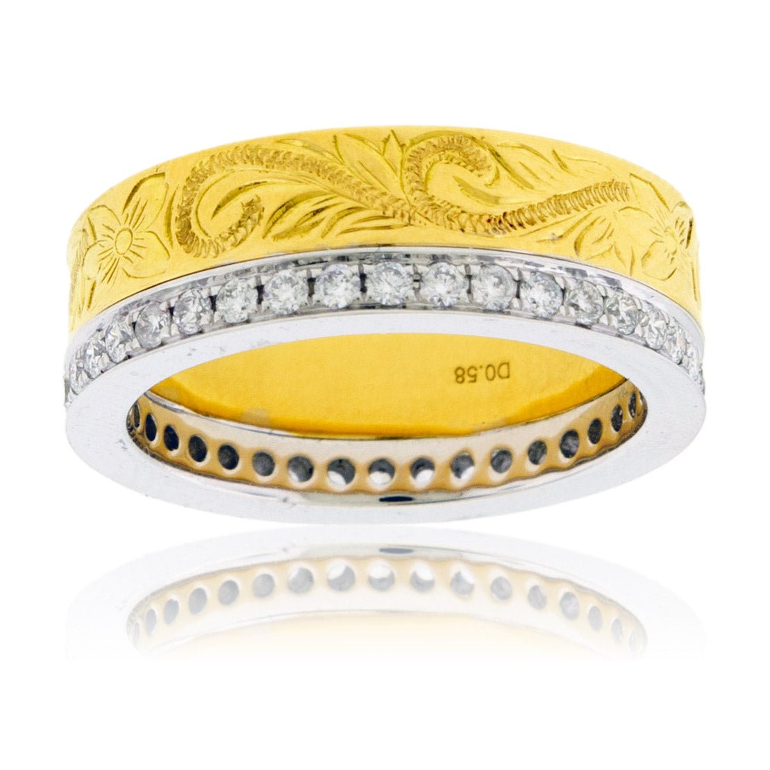 Textured Yellow Gold & Round Diamond Ring - Park City Jewelers