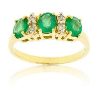 Three Oval Emerald & Diamond Accented Ring - Park City Jewelers
