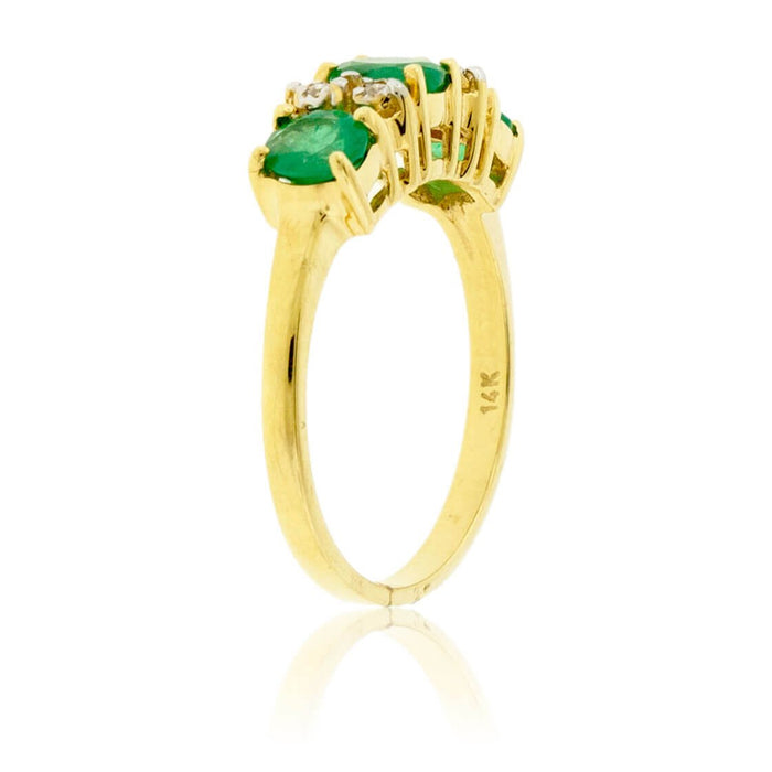 Three Oval Emerald & Diamond Accented Ring - Park City Jewelers