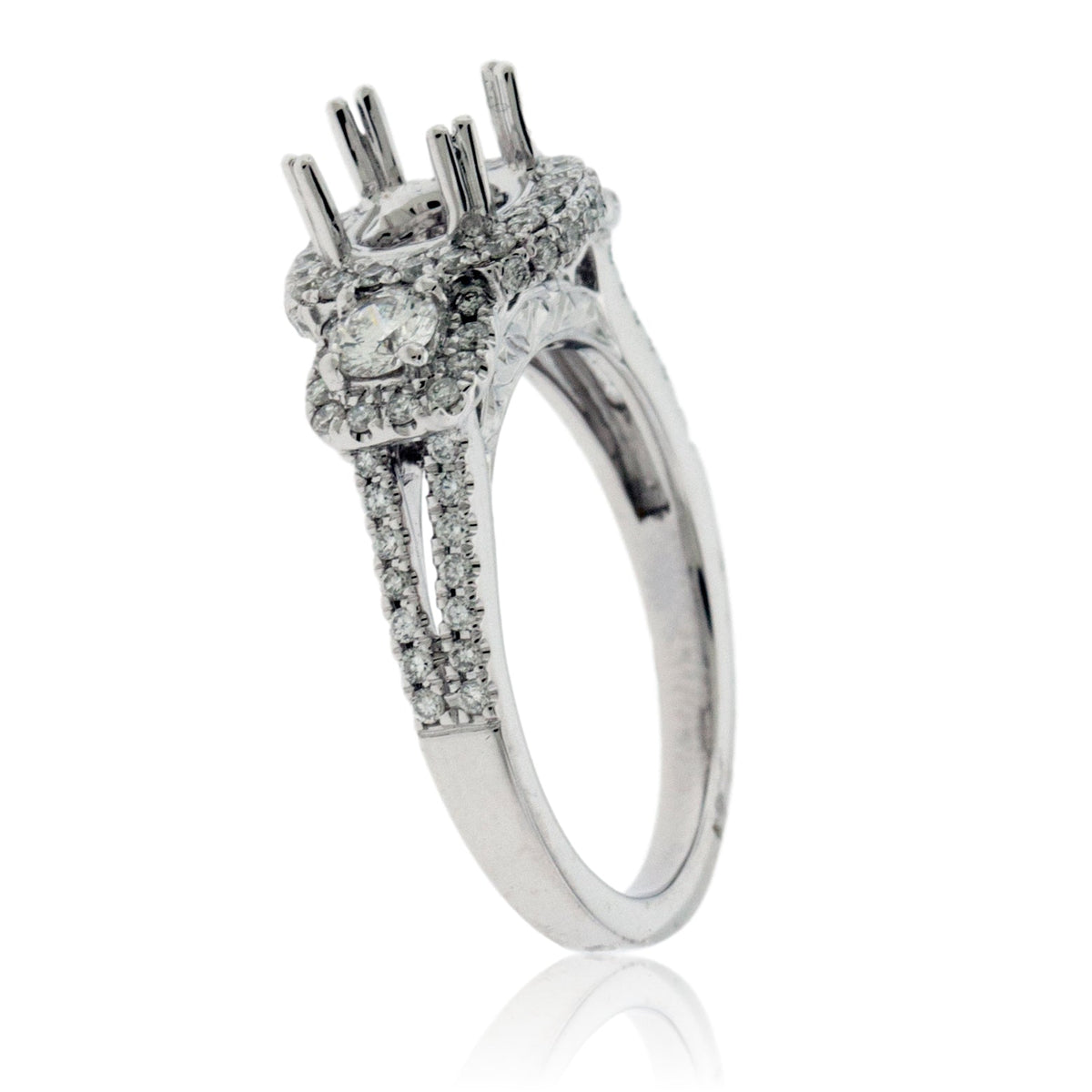 Three Stone Style Diamond Engagement Semi-Mount Ring - Park City Jewelers