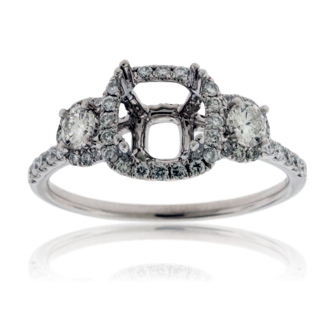 Three Stone Style Diamond Engagement Semi-Mount Ring - Park City Jewelers
