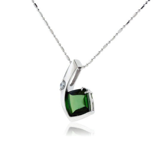 Tourmaline and Diamond Pendant - Park City Jewelers
