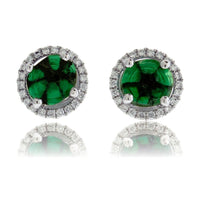 Trapiche Emerald and Diamond Halo Stud Earrings - Park City Jewelers