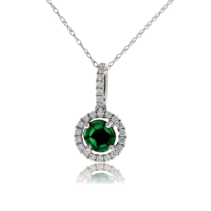 Trapiche Emerald Pendant with Diamond Halo - Park City Jewelers