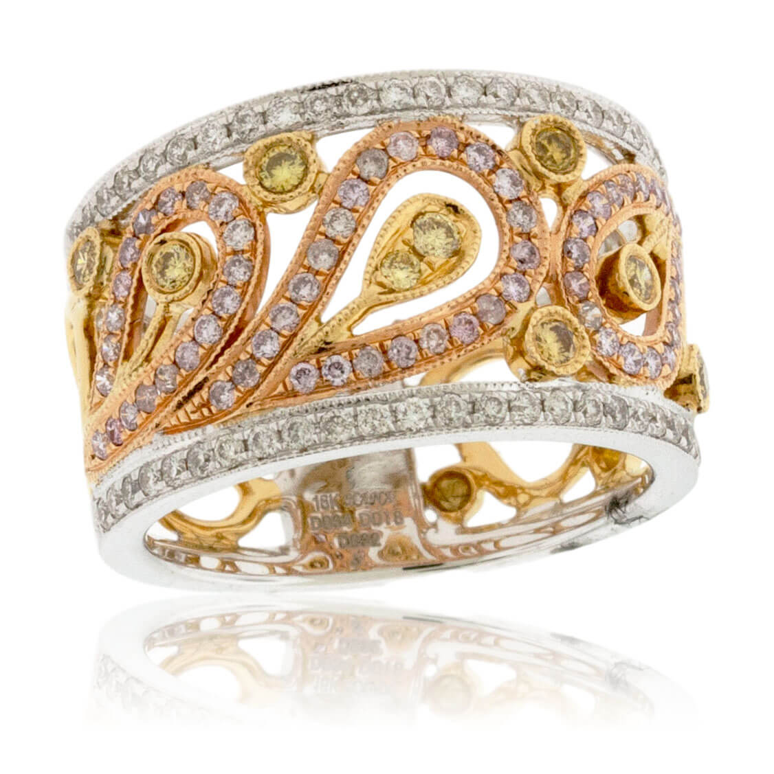 Tri-Colored Gold & Diamond Filigree Band - Park City Jewelers