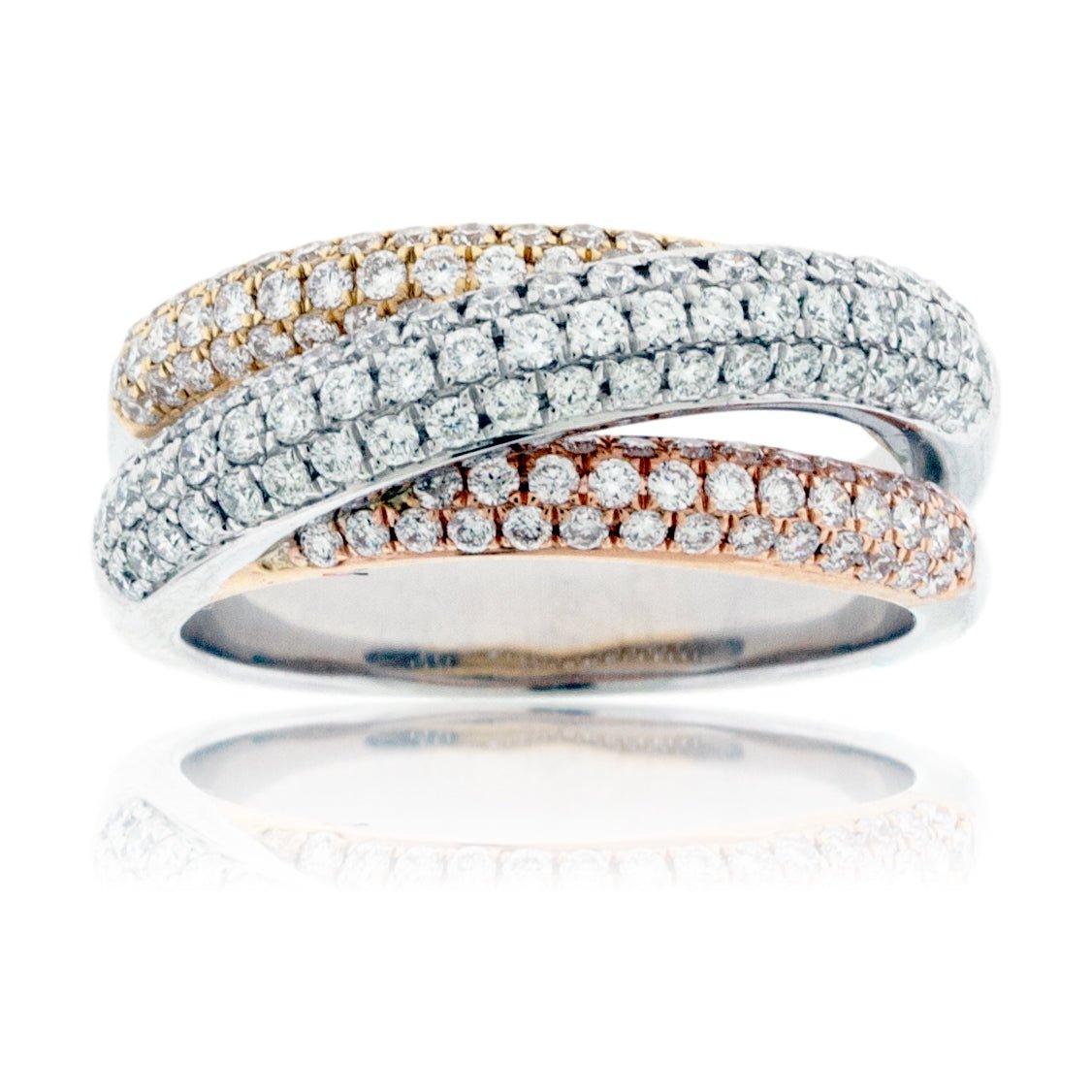 Tri-Gold Bypassing Diamond Fashion Statement Ring - Park City Jewelers