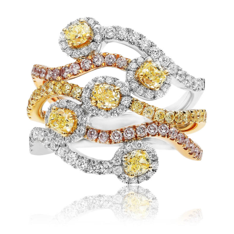 Tri Gold Colored Diamond Statement Ring - Park City Jewelers