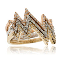 Tri Gold Mountain / Lightening Strike Diamond Fashion Ring - Park City Jewelers
