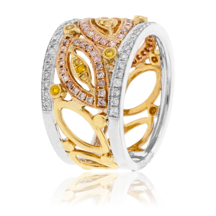 Tri-Gold Natural Color Diamond & Diamond Ring - Park City Jewelers
