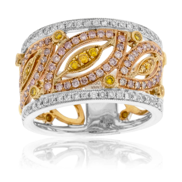 Tri-Gold Natural Color Diamond & Diamond Ring - Park City Jewelers