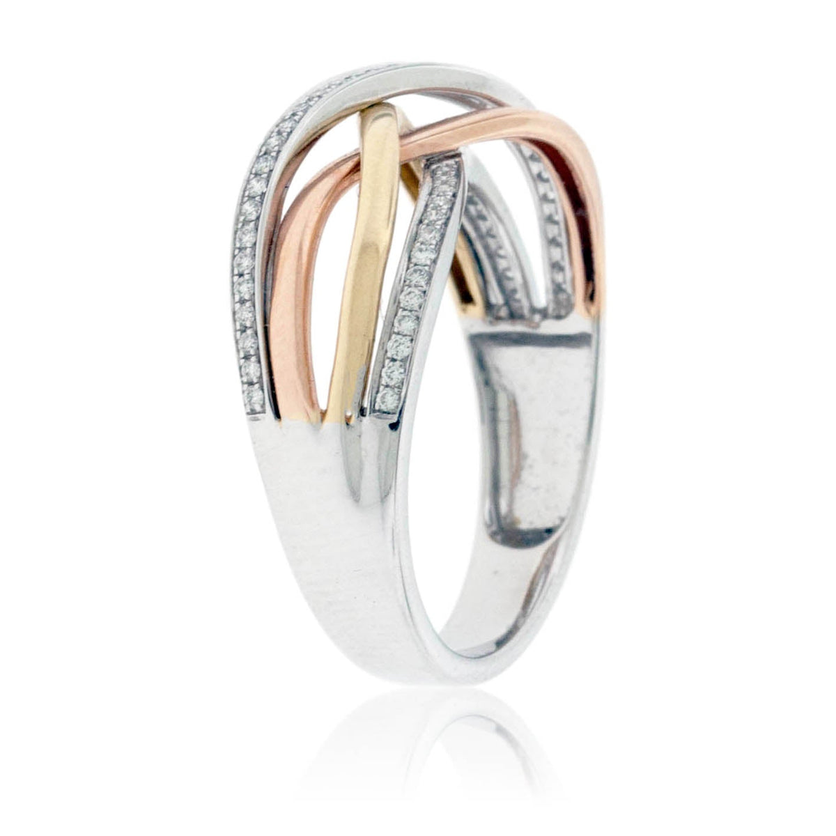 Tri Gold Overlapping Diamond Band - Park City Jewelers