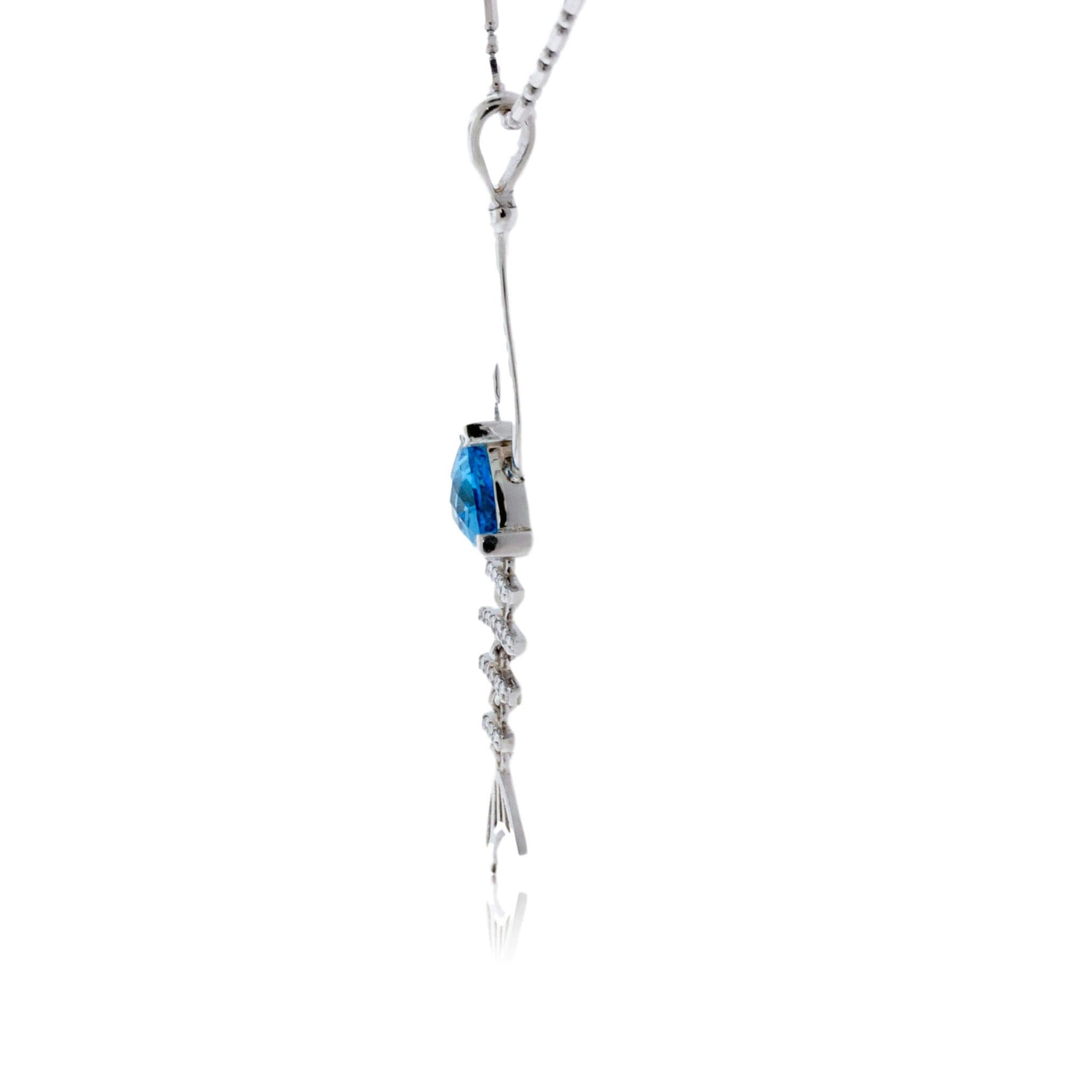diamond fish hook jewelry Trillion Blue Topaz & Diamond Fish Hook Pendant