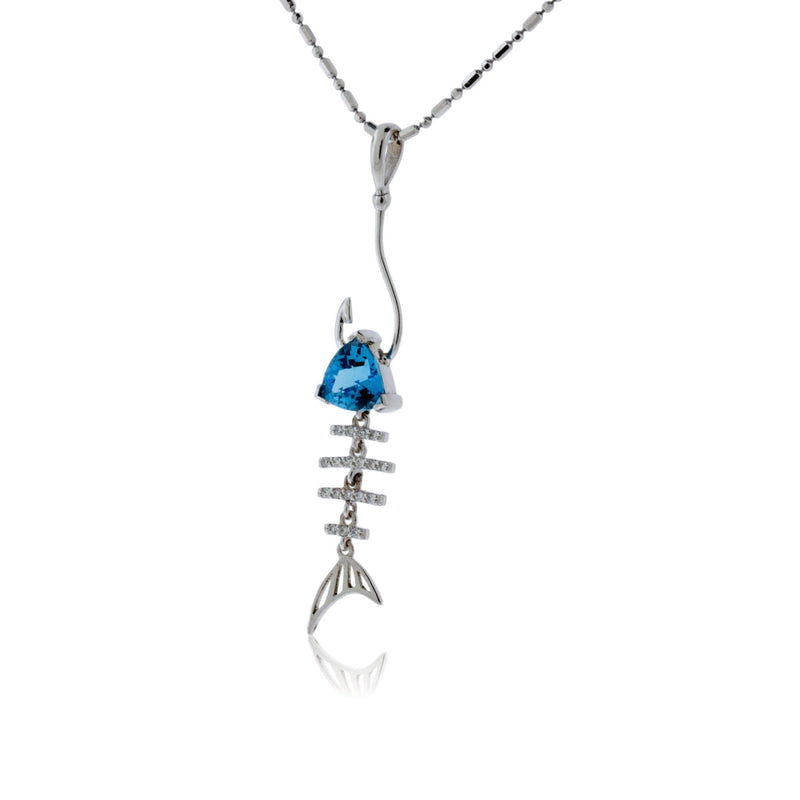 Trillian Blue Topaz & Diamond Fish Hook Pendant - Park City Jewelers