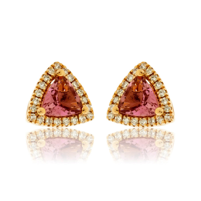 Trillian Pink Tourmaline & Diamond Halo Stud Earrings - Park City Jewelers