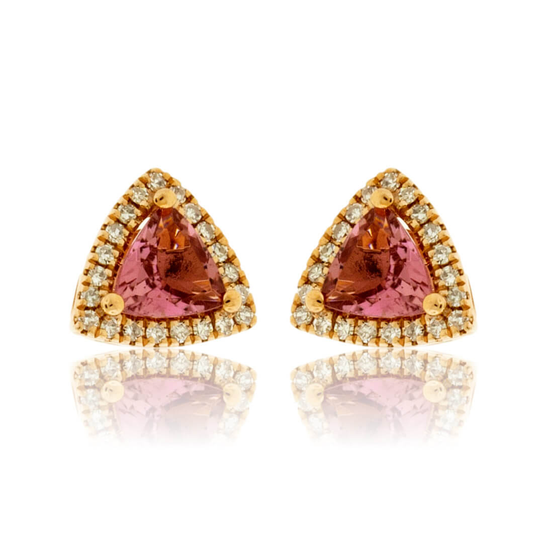 Trillian Pink Tourmaline & Diamond Halo Stud Earrings - Park City Jewelers