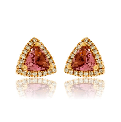 Trillian Pink Tourmaline & Diamond Halo Stud Earrings - Park City Jewelers