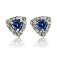 Trillion Blue Sapphire and Diamond Stud Earrings - Park City Jewelers