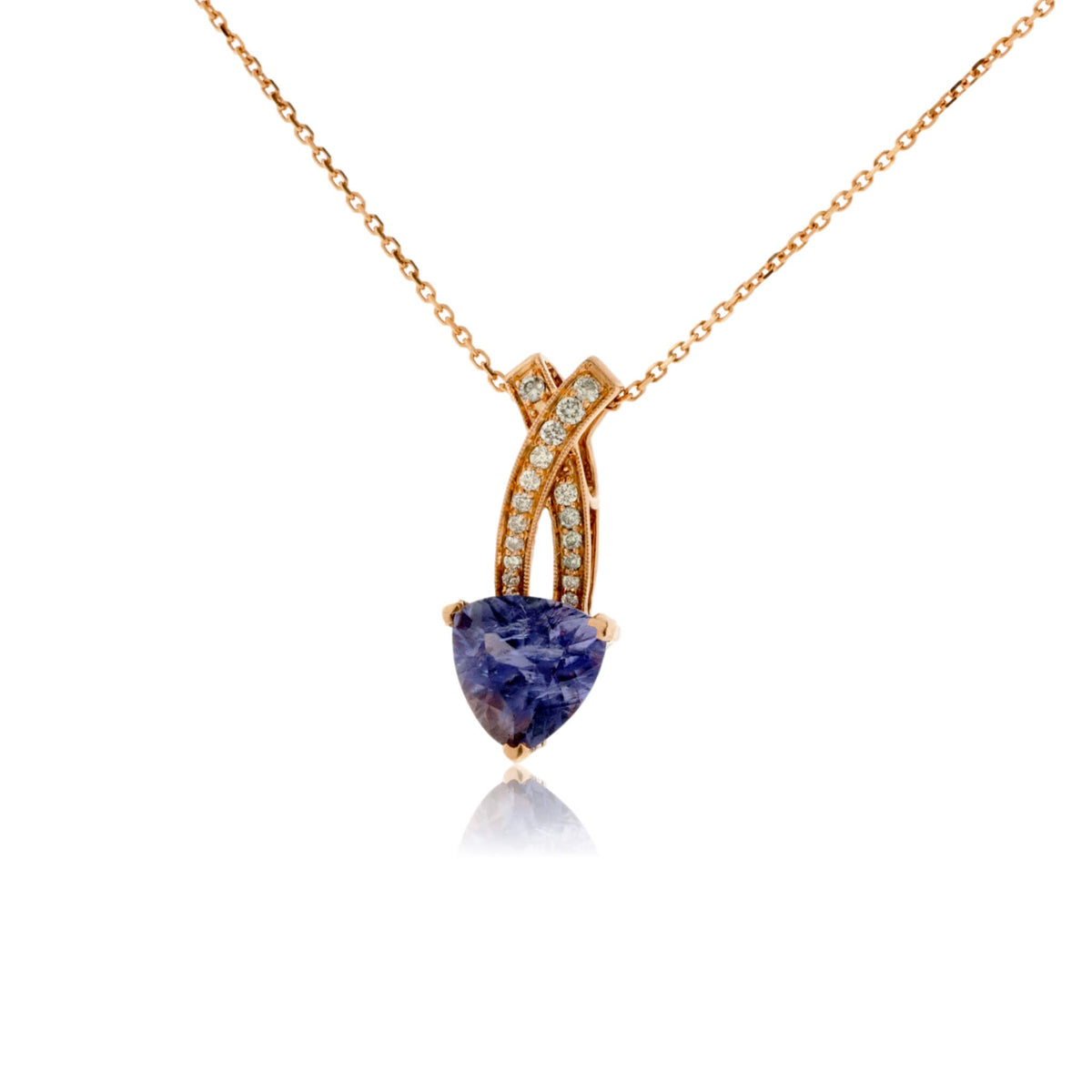 Trillion Iolite & Diamond Pendant - Park City Jewelers