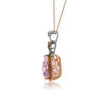 Trillion Kunzite with Diamond and Cognac Diamond Accented Necklace - Park City Jewelers