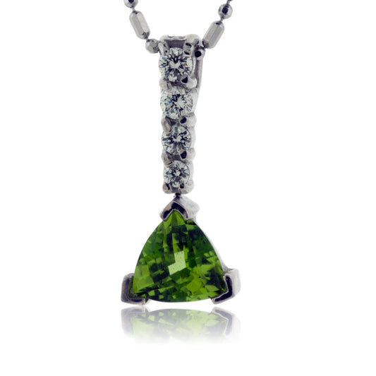 Trillion Peridot and Diamond Pendant - Park City Jewelers