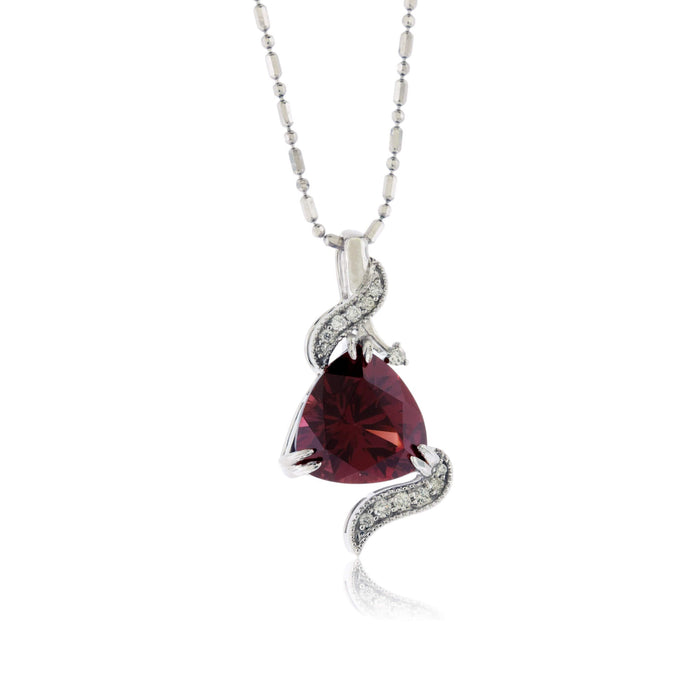 Trillion Raspberry Garnet in Diamond Accented Pendant - Park City Jewelers