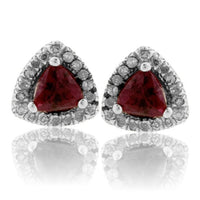 Trillion Ruby and Diamond Halo Stud Earrings - Park City Jewelers