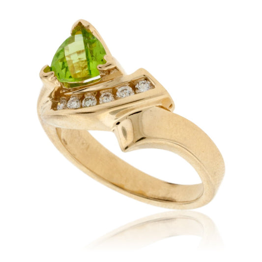 Trillion-shaped Peridot and Diamond Ring - Park City Jewelers