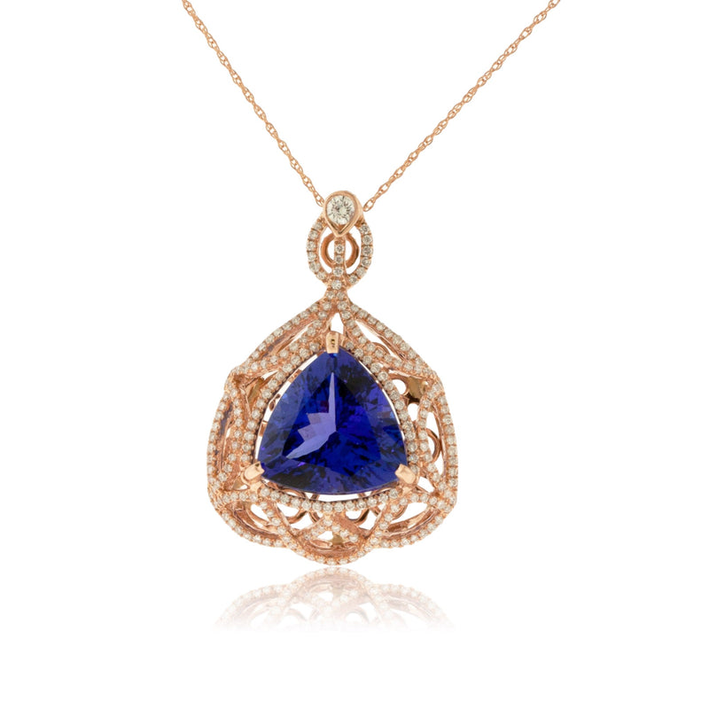 Trillion Tanzanite with Diamond Accented Design Pendant - Park City Jewelers