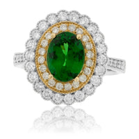 Tsavorite Garnet and Diamond Double Halo Ring - Park City Jewelers