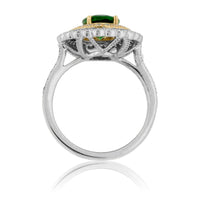 Tsavorite Garnet and Diamond Double Halo Ring - Park City Jewelers