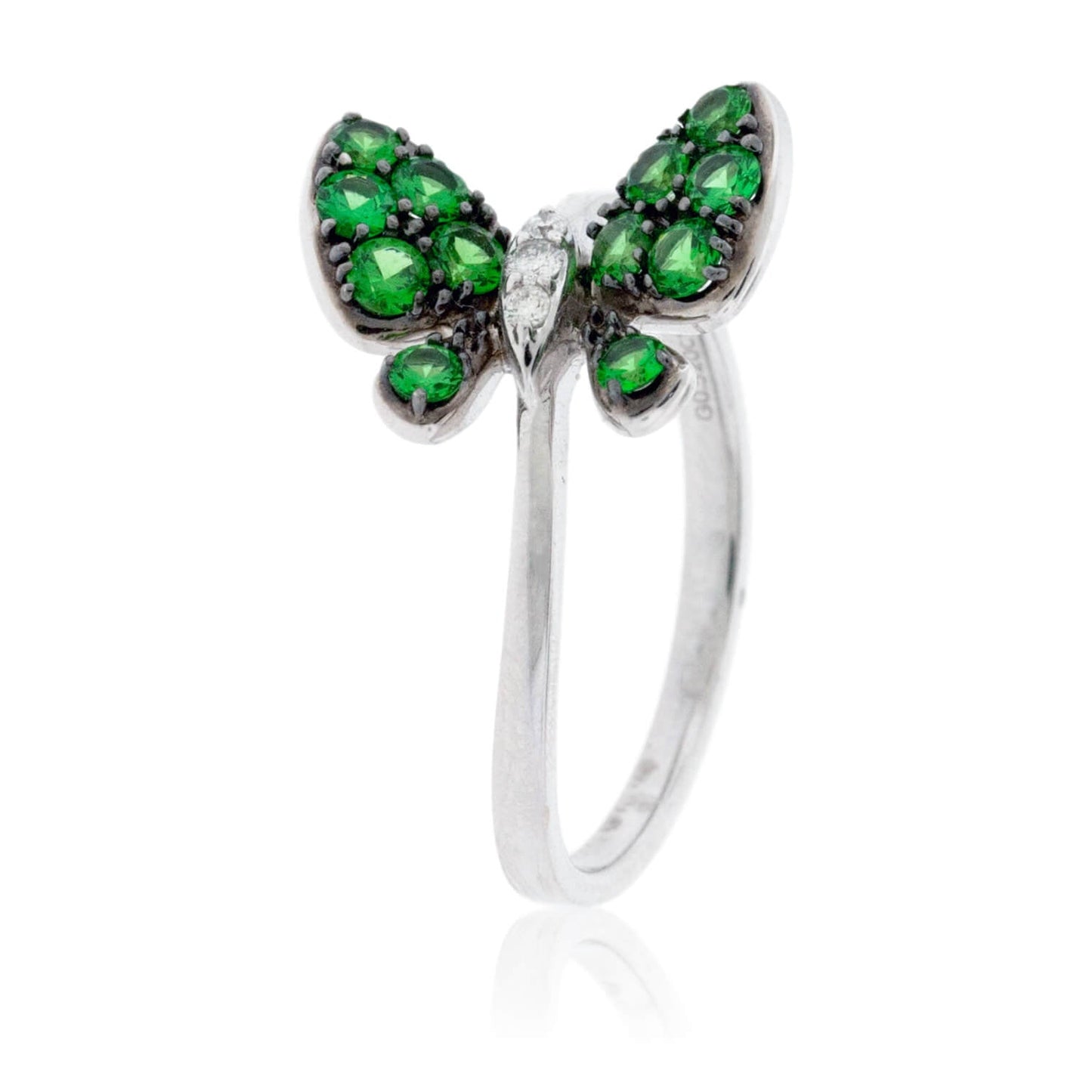 Tsavorite Garnet Winged Butterfly & Diamond Ring - Park City Jewelers