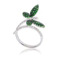 Tsavorite Garnet Winged Butterfly or Dragonfly & Diamond Ring - Park City Jewelers