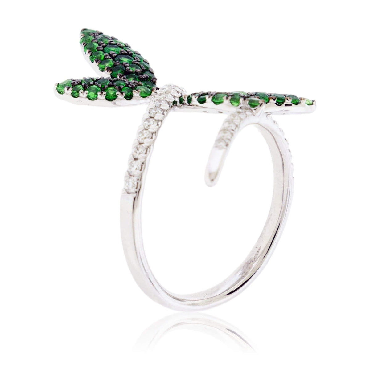 Tsavorite Garnet Winged Butterfly or Dragonfly & Diamond Ring - Park City Jewelers