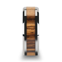 Tungsten Carbide Ring with Zebra Wood Inlay Mens Band - Park City Jewelers