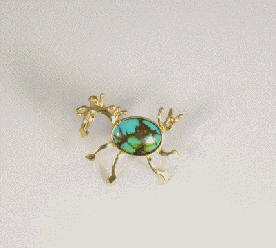 Turquoise and Gold Crazy Horse Necklace - Park City Jewelers
