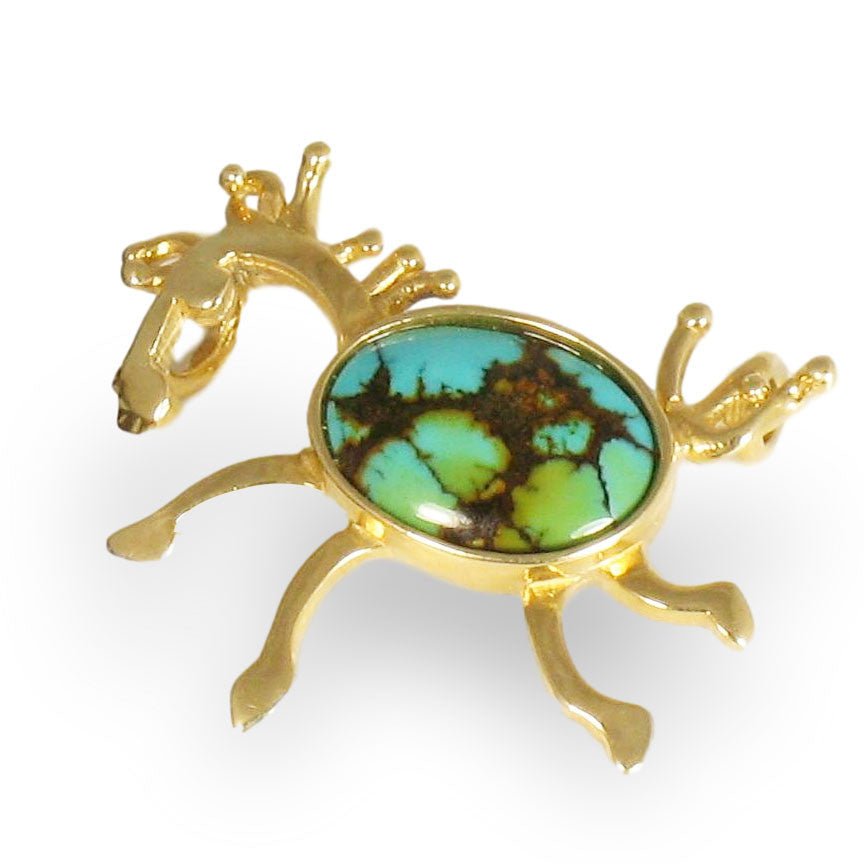 Turquoise and Gold Crazy Horse Necklace - Park City Jewelers