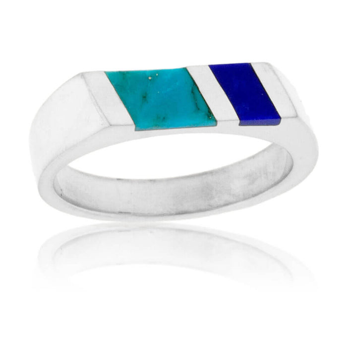 Turquoise & Lapis Double Inlay Ring - Park City Jewelers