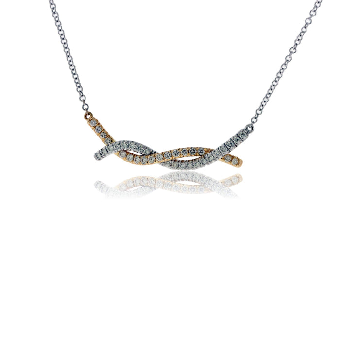 Two Tone Twisted Diamond Bar Necklace - Park City Jewelers