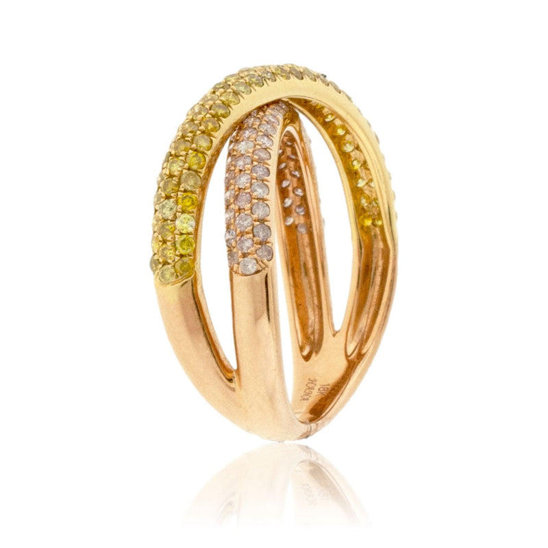Two Tone Yellow & Rose Gold with Pink & Yellow Diamond Ring - Park City Jewelers